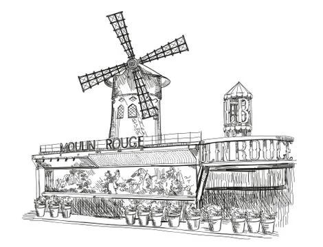 Moulin Rouge in Paris Stockillustratie