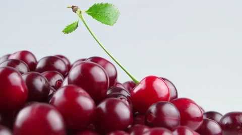 Mound of red cherries rotates Stock-Footage 52252603