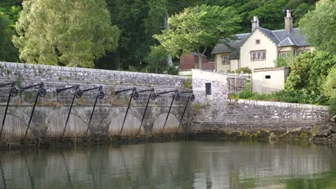 Mound Sluices Sutherland and old station house Stock Footage 278433405