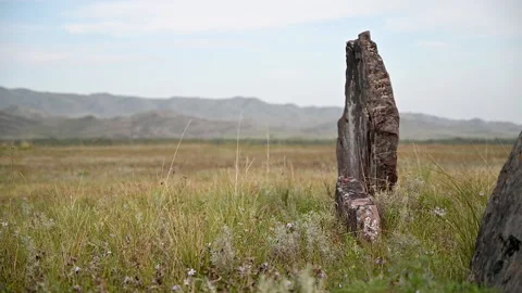 Mounds in the Khakas steppe. Stock Footage 147837828