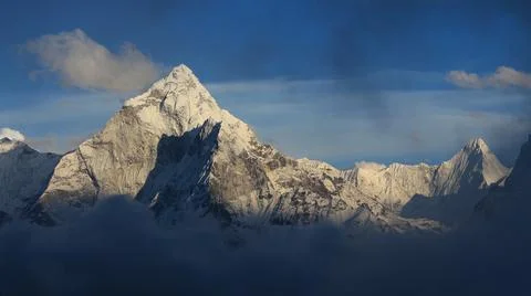 Mount Ama Dablam at sunset. Stock Photos