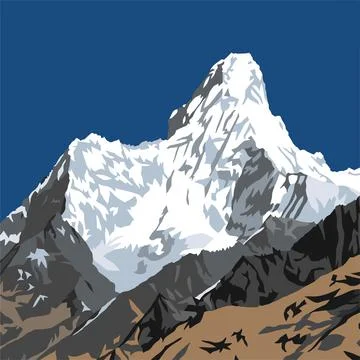 Mount Ama Dablam vector illustration Himalaya mountain Stock Illustration