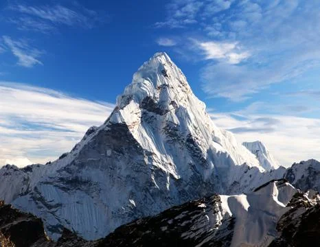 Mount Ama Dablam within clouds Stock Photos