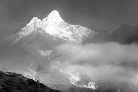 Mount Ama Dablam within clouds Stock Photos