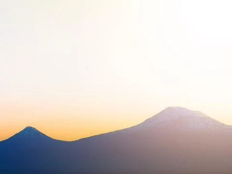 Mount Ararat in the light of sunset in spring Stock Photos
