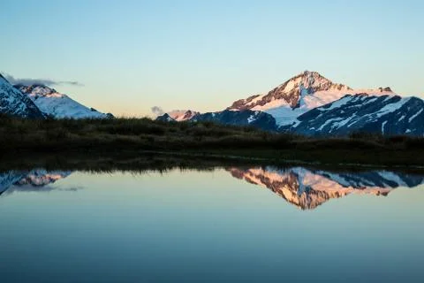 Mount Aspiring Reflection at Sunset Stock Photos