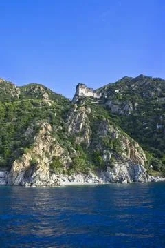 Mount Athos, Simonos Petra, Eastern Orthodox Monastery, Greece, Europe Stock Photos