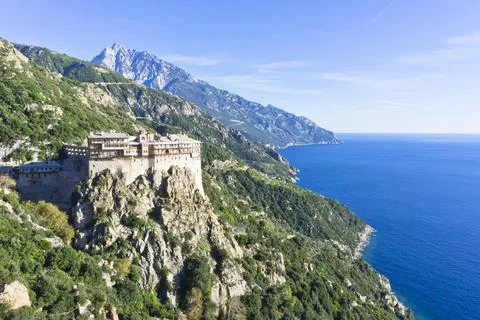 Mount Athos, Simonos Petra, Eastern Orthodox Monastery, Greece, Europe Stock-Fotos