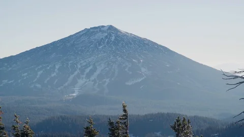 Mount Bachelor Ski Area - View from across valley Stock Footage 99803289