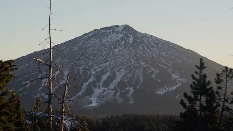 Mount Bachelor Ski Area - View from across valley Stock Footage 99803518