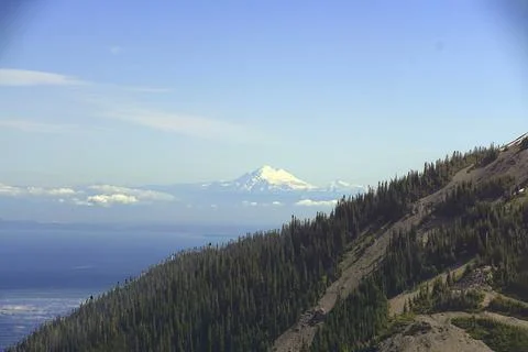 Mount Baker with forested hillside Stock Photos