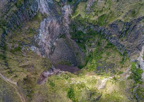Mount Batur Volcano looking down inside the Caldera Stock Photos