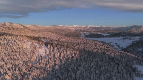 Mount Blue Sky Mt Evans wilderness valley landscape Evergreen Colorado aerial Stock Footage 336274623