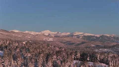 Mount Blue Sky spring pink morning sunrise alpenglow Conifer Evergreen Colorado Stock Footage 336274663