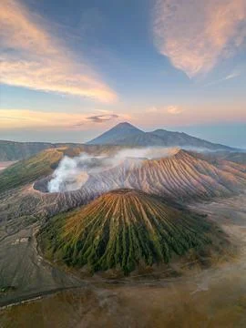 Mount Bromo, 2,614 m is an active volcano located in Bromo Tengger Semeru N.. Stock Photos