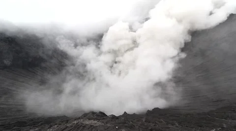 Mount Bromo active volcano and part of the Tengger massif, Indonesia. Stock Footage 64878803