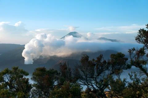 Mount Bromo, an active volcano and part of the Tengger Semeru National Park. Stock Photos