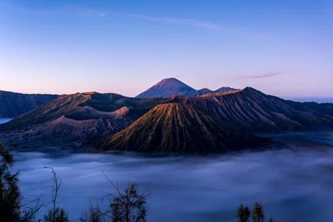 Mount Bromo, is an active volcano and part of the Tengger massif, in East Jav Foto stock