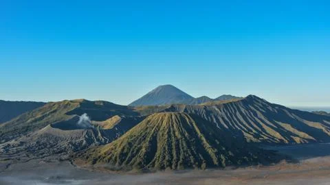 Mount Bromo, is an active volcano and part of the Tengger massif, in East Jav Stock Photos