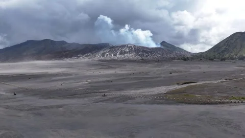 Mount Bromo Active Volcano Crater with Smoke in East Java Indonesia Video stock 344893265