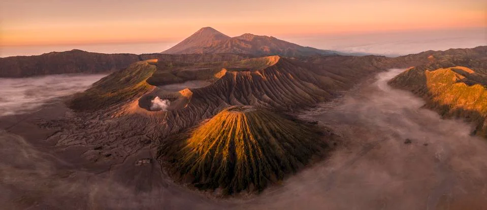 Mount Bromo and Semeru in Java, Indonesia Stock Photos