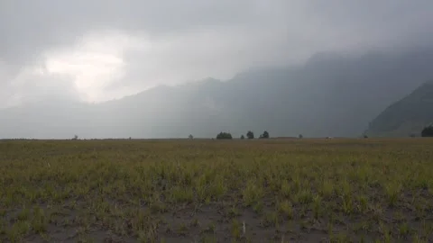 Mount Bromo base East Java, Indonesia low visibility landscape Southeast Asia Stock-Footage 313662472