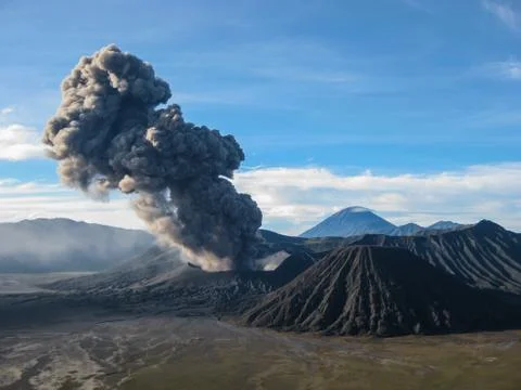 Mount Bromo eruption Stock Photos