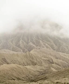 Mount Bromo in Java scenery around a volcano named Mount Bromo located in ... Stock Photos