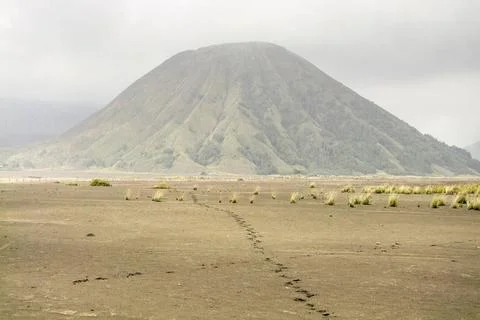 Mount Bromo in Java scenery around a volcano named Mount Bromo located in ... Stock Photos
