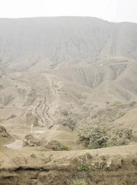Mount Bromo in Java scenery around a volcano named Mount Bromo located in ... Stock Photos