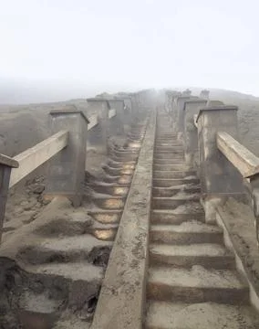 Mount Bromo in Java stairway at a volcano named Mount Bromo located in Jav... Stock-Fotos