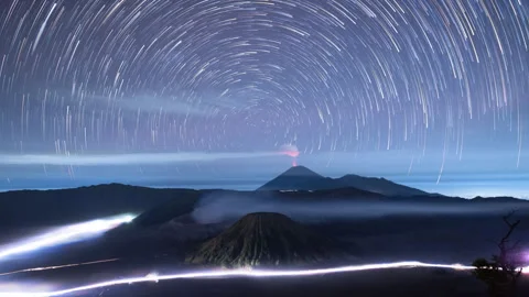 Mount Bromo startrail timelapse, Indonesia  Stock Footage 272305355