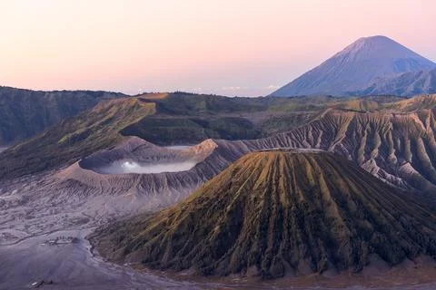 Mount Bromo with sunlight of Java, Indonesia Stock Photos
