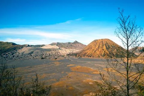Mount Bromo volcanic plateau, Java, Indonesia Volcanic plateau of mount Br... Stock-Fotos