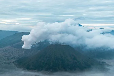 Mount bromo volcano erupting on java island, indonesia Stock Photos