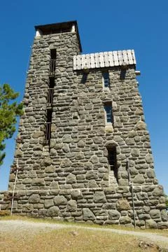 Mount constitution summit building at moran state park in washington state Stock Photos