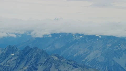 Mount Cook Aerial on a cloudy day Stock Footage 155034585