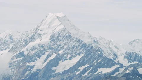 Mount Cook close up aerial tracking shot long lens Stock Footage 155032936