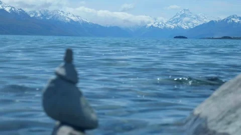 Mount Cook with rock formation in front Stock Footage 260368358