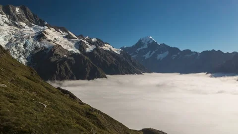 Mount Cook View with clouds below,4k,timelapse Stock Footage 229716071