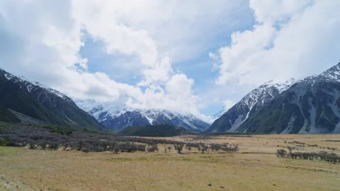Mount Cook with  White Clouds Stock Footage 260885688