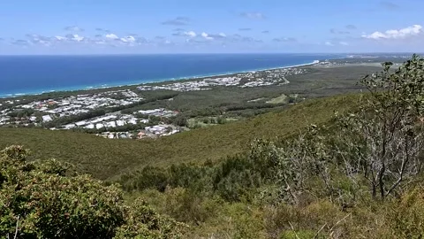 Mount Coolum Summit Track: Scenic Coastal Views and Lush Greenery on Queens.. Stock Footage 295178845