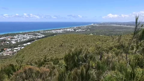 Mount Coolum Summit Track: Scenic Coastal Views and Lush Greenery on Queens.. Stock Footage 295241719