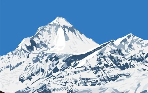 Mount Dhaulagiri peak vector illustration Stock Illustration