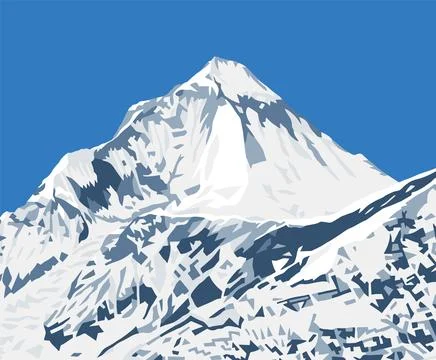 Mount Dhaulagiri peak vector illustration Stock Illustration