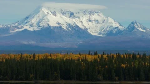 Mount Drum Across Willow Lake Stock Footage 9055135