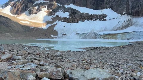 Mount Edith glacier slowly melting in Jasper, Alberta, Canada. Stock Footage 202295154