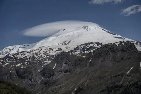 Mount Elbrus and the round cloud in summer Mount Elbrus and the round clou... Stock Photos