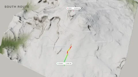 Mount elbrus south route 3d terrain route map seamless loop Видео 341899920