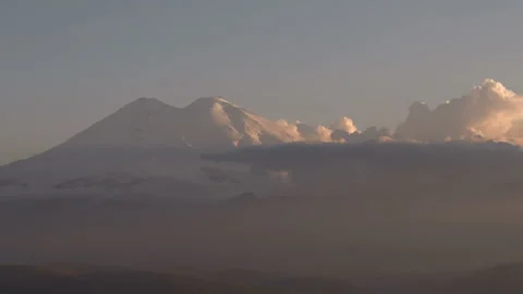 Mount Elbrus at sunset Stock Footage 103468189